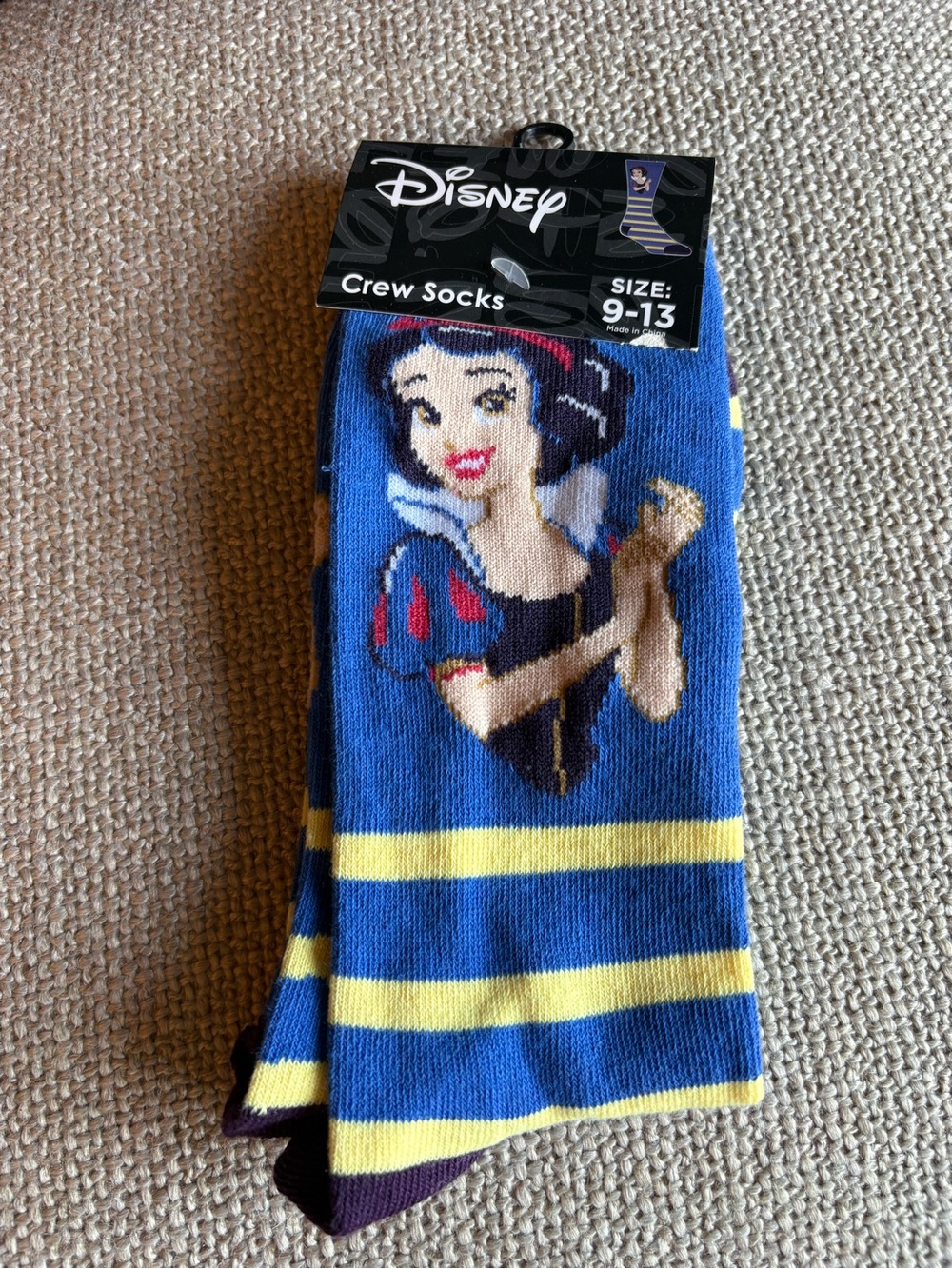 Disney Snow White Graphic Blue and Yellow Crew Socks